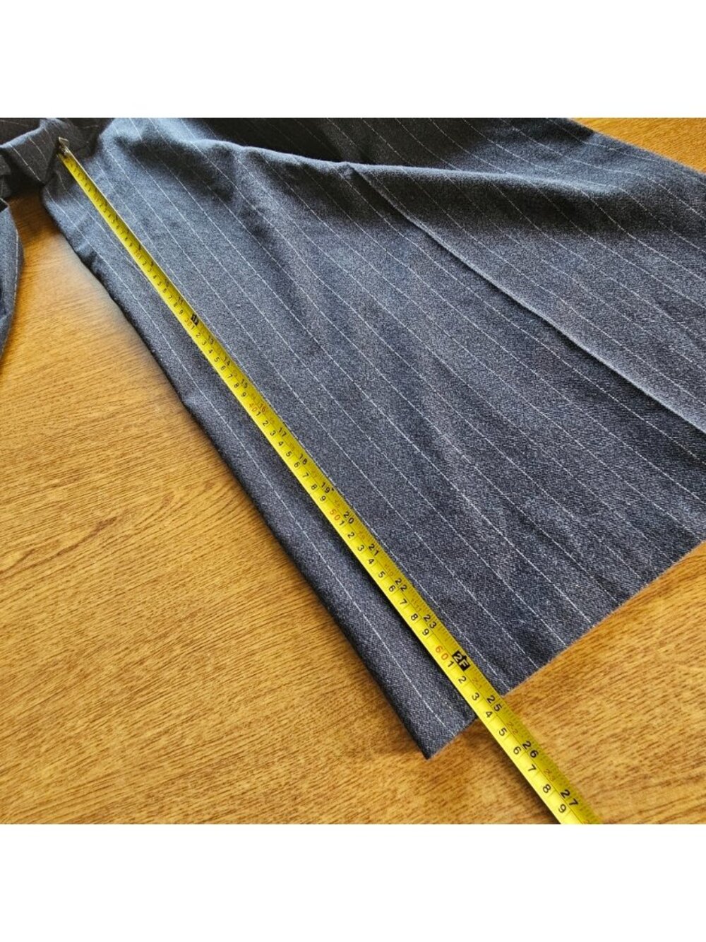 black with metallic pinstripe high waisted wide leg crop dress pants - Picture 6 of 7